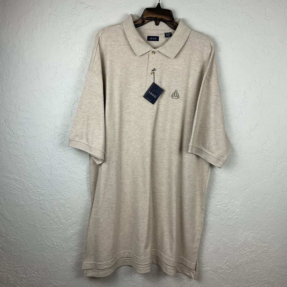 Men’s NWT Tan Izod Button Polo Short Sleeve Shirt Size XXL